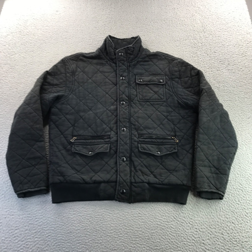 Vintage Polo Ralph Lauren Jacket Menns Medium Black Quilted Faded Distressed